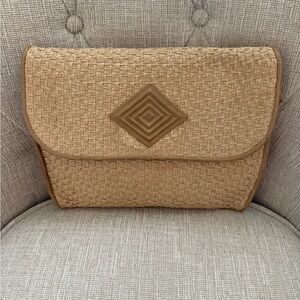 80s Western Woven Clutch Purse Vegan Leather by Barbara Boland
